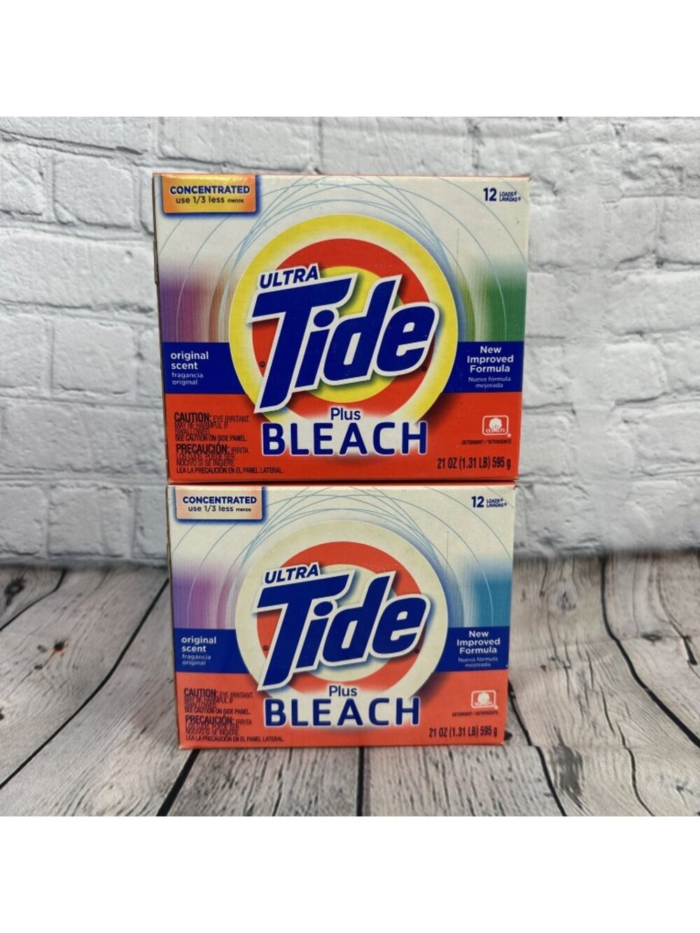 2-Ultra Tide Plus Bleach Original Powder Laundry Detergent 21Oz / 12 Loads